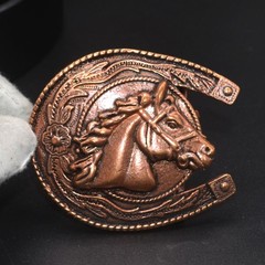Lost-Wax Casting Brass & Copper Horseshoe-Design Belt Buckle (Belt Not Included)