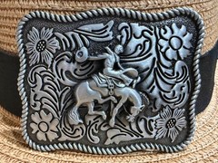 Antiqued Silver Bull Riding Rodeo Belt Buckle Vintage Western Cowboy Buckles