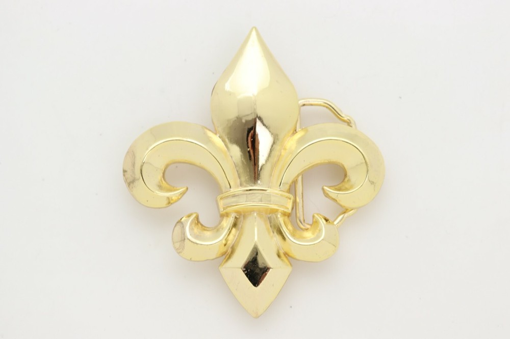 Men Women Gold Color Metal Belt Buckle French Symbol Fleur De Lis Lily Flower