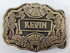 Vintage Belt Buckle « KEVIN” Name Brass Oden Inc. Personalized 1970&rsquo;s