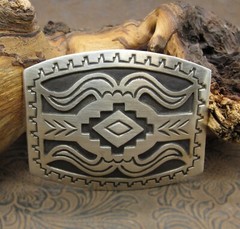 Sterling Silver Overlay Satin Finished Belt Buckle