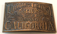 California Union Central Union Omaha Pacific Train Rail Road Line Belt Buckle