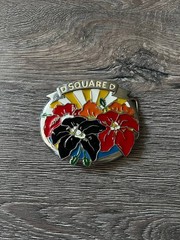 Vintage Dsquared2 big metal buckle with floral for Belt western Y2K 2000s Hawaii