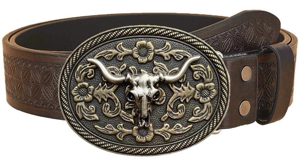 Wojgzon Western Cowboy Cowgirl Belt for Men Fit 31&Prime;-35&Prime; Waist, Dark Brown-a