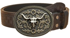 Wojgzon Western Cowboy Cowgirl Belt for Men Fit 31&Prime;-35&Prime; Waist, Dark Brown-a