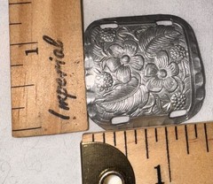 Vintage Stamped Metal Floral Belt Buckle Set 5 Pcs Decorative concho
