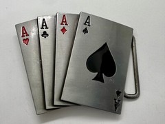 Poker Hand Four Aces – New Cutout Vegas Vibe Gambling Hand Belt Buckle