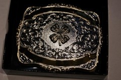 Crumrine Western Belt Buckle Trophy Buckle 4 H Clover 2 Ribbons 38402
