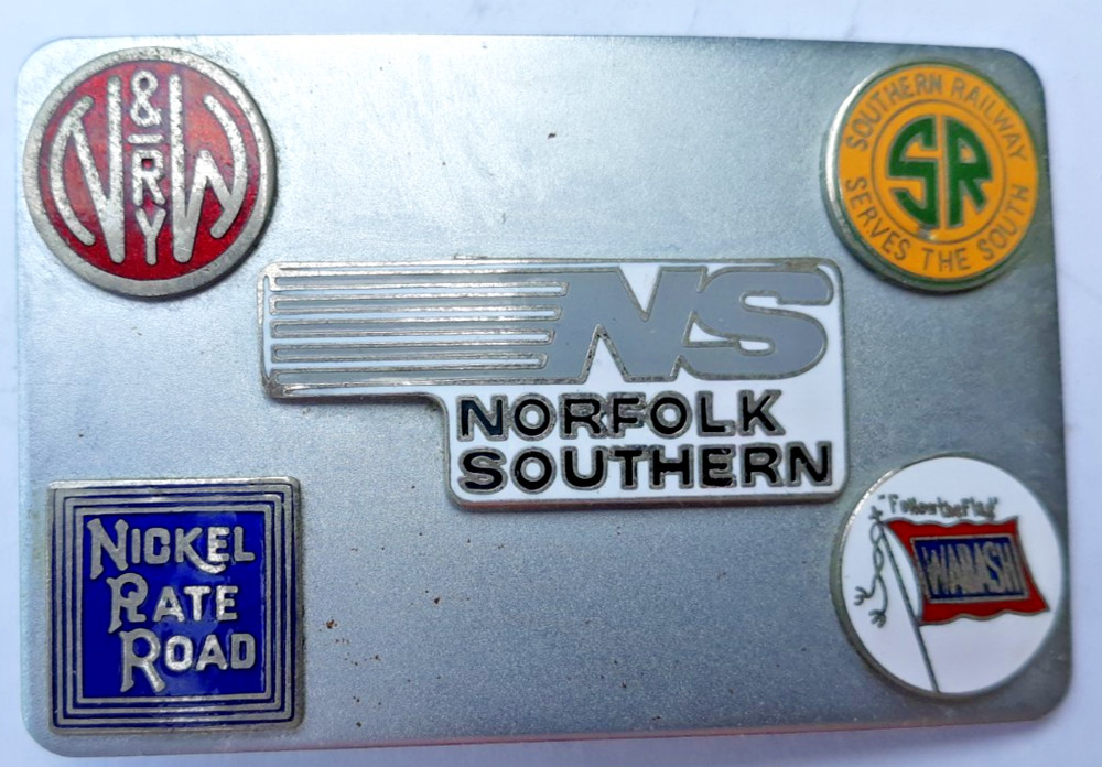 belt buckle 1970s Norfolk & Southern railroad Nickel Rate Road Wabash logos