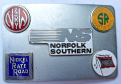 belt buckle 1970s Norfolk & Southern railroad Nickel Rate Road Wabash logos