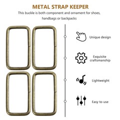 20Pcs Clothes Metal Buckle Strap Keeper in Golden Sturdy and Fade Resistant