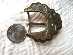 DALE CHAVEZ DESIGN BY VTG BELT BUCKLE SILVER W/COPPER EDGE 2.5&Prime; X 2.5&Prime; SIGNED