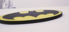 Batman Emblem 2 Sided Yellow Black Oval DC Comics Metal Belt Buckle or Emblem