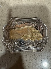 Gold And Silver Colored Semi Truck Driver Belt Buckle