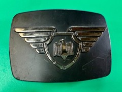 Thunderbird Shield Wings Crest Logo 90&rsquo;s Black Belt Buckle Chrome Brand #6172