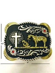 Praying Cowboy Horse Cross Faith Animal Rodeo Western Hebillas Vaqueras