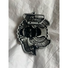 Rebel Rider Skull Wings Clamp Closure Buckle Gray Men&rsquo;s Vintage