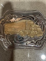 Gold And Silver Colored Semi Truck Driver Belt Buckle