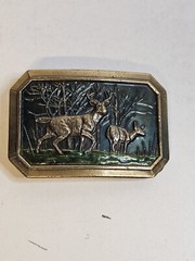 VTG Deer Hunting Belt Buckle 1976 Rectangle 3.25 By 2.25 in Number 520 Made USA