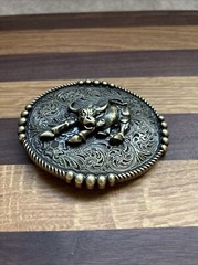 Western Men’s Embossed Belt Buckle Cow Head Cowboy Belt Perfect Birthday Gift
