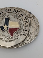 Vtg Texas Belt Buckle Lone Star State Western Rodeo Cowboy “I’m Proud Texan”