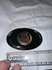 Vintage Rotary International Silver Green New Belt Buckle Rare Free Shipping