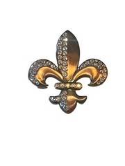 B.B. Simon Fleur De Lis Crystal Belt Buckle Swarovski AB Stones On Copper Buckle