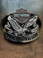 Harley-Davidson Men&rsquo;s Eagle Wing Over America Belt Buckle, Antique Nickel Finish