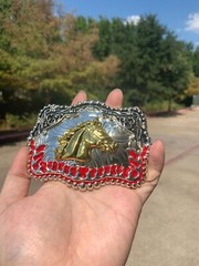 Western Buckle Gold Silver Red Black Red Horse Cowboy Buckle 2 » Hebilla Vaquero