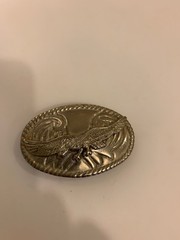 Vintage Flying Duck Oval Belt Buckle Chrome Plated