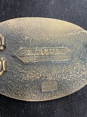 High Mesa Texas Solid Bronze Belt Buckle Vintage 1984 Longhorn Star Made In USA