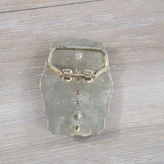 Vintage Grizzly Bear Belt Buckle Gold Tone Blue Prismatic Western Wildlife