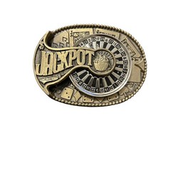 Vintage Jackpot Solid Brass Spinning Belt Buckle Collectible