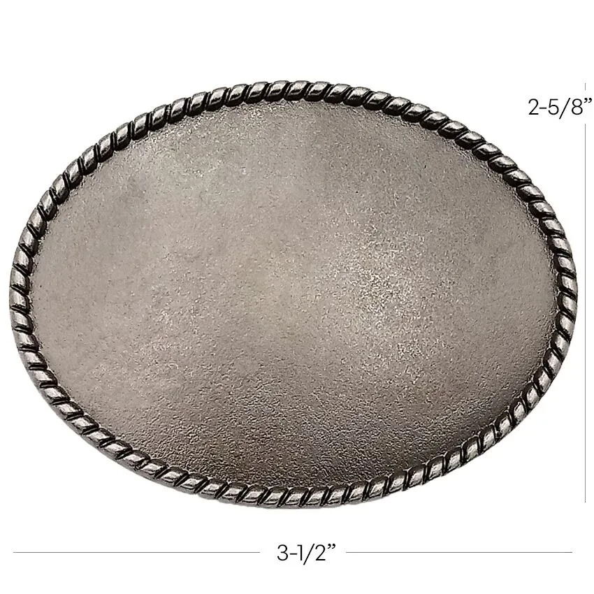 Silver Gray Rope PLAIN Metal Belt Buckle for Engraving Round Western Cowboy