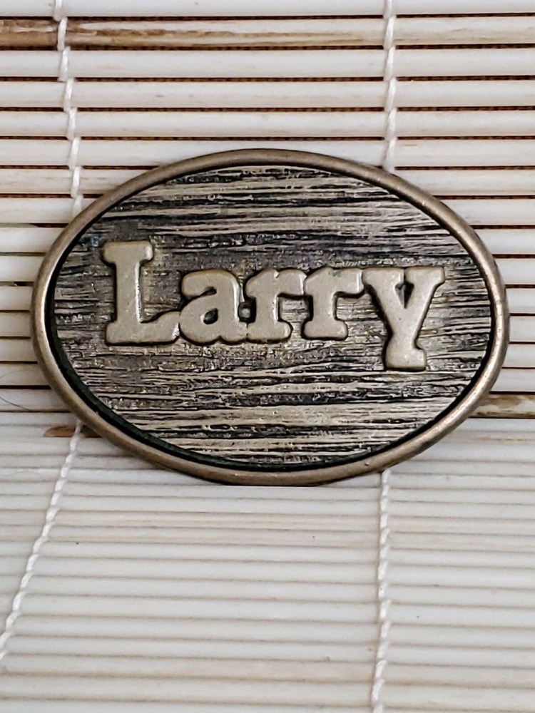 Vintage LARRY Belt Buckle By Oden – Made In USA – 2-3/4”x 2”