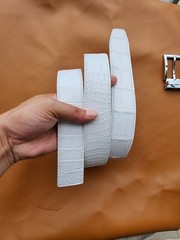 3.8CM White 100% Genuine Exotic Leather Skin Men Belt Buckle-Handmade-Customize