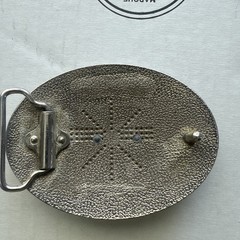 VINTAGE AMERICAN EAGLE BELT BUCKLE WITH HORNADY 12 AND 2 S&W 40 SHELLS