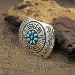 Rosco Scott Turquoise Sterling Silver Overlay Belt Buckle