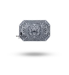 3D Roaring Lion Jungle King Animal Belt Buckle 925 Sterling Silver Accessory