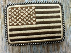 Embroidered American Patriotic Flag Rope Border Vintage Western Belt Buckle