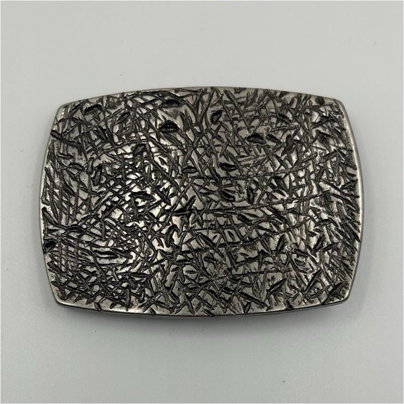 Men&rsquo;s Western Silver Tone Textured Rectangle Metal Belt Buckle 1.5in