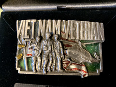 VTG’83 3D Belt Buckle Honoring Vietnam Veteran Enameled Bergamot Made In USA