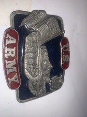 US ARMY TANK Flag Eagle Pewter BELT BUCKLE Made USA machines ,Man Steel & Pride