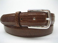 STERLING SILVER 925 SOLID BUCKLE & GENUINE LIZARD BELT 28 MM WIDE MADE IN U.S.A