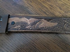 Vintage Belt Buckle Bull Head With Top Grain Leather Eagles Brown Belt