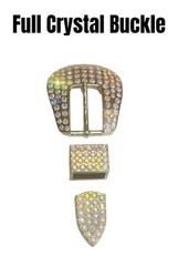 Western Fashion Full Crystal Belt Buckle W/AB Color Crystals