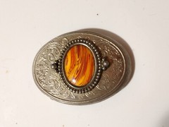 fire warm yellow orange resin gemstone costume belt buckle