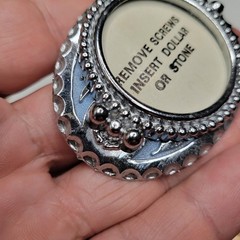 Vtg NOS Silver Dollar Coin Gem Stone Holder Bezel Belt Buckle Inlay Oval Unused