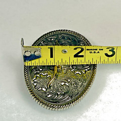 Texas Longhorn Silver & Gold Tone Oval Belt Buckle 2 1/2&Prime; x 3&Prime; Belt 1-1/4&Prime;