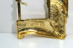 1987 KIESELSTEIN CORD STERLING LARGE 2PC GOLD PLATE BELAIR BUCKLE 4-3/4&Prime; x 3.25&Prime;